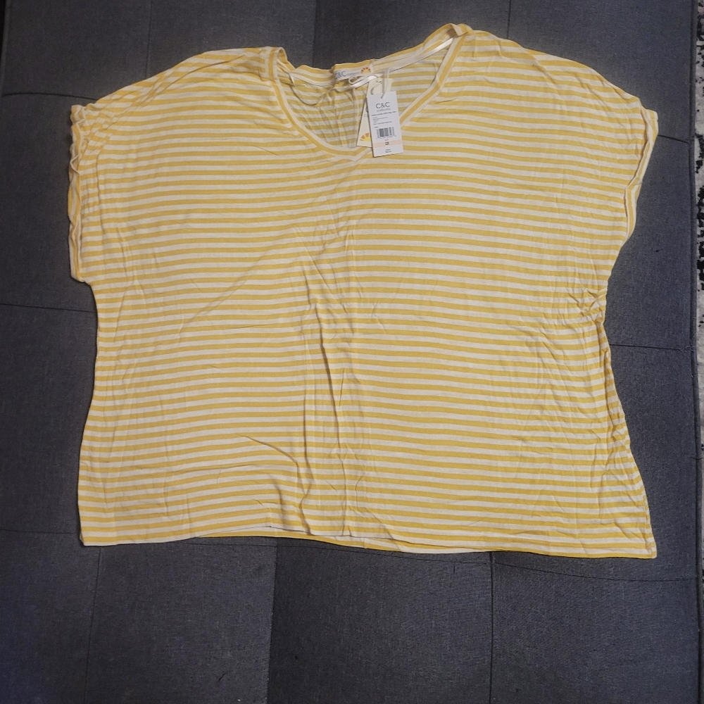 C&C yellow striped 2X top